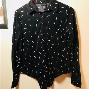 Rue21 Black Shirt with White Lightning Bolts